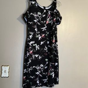 Black flower print dress